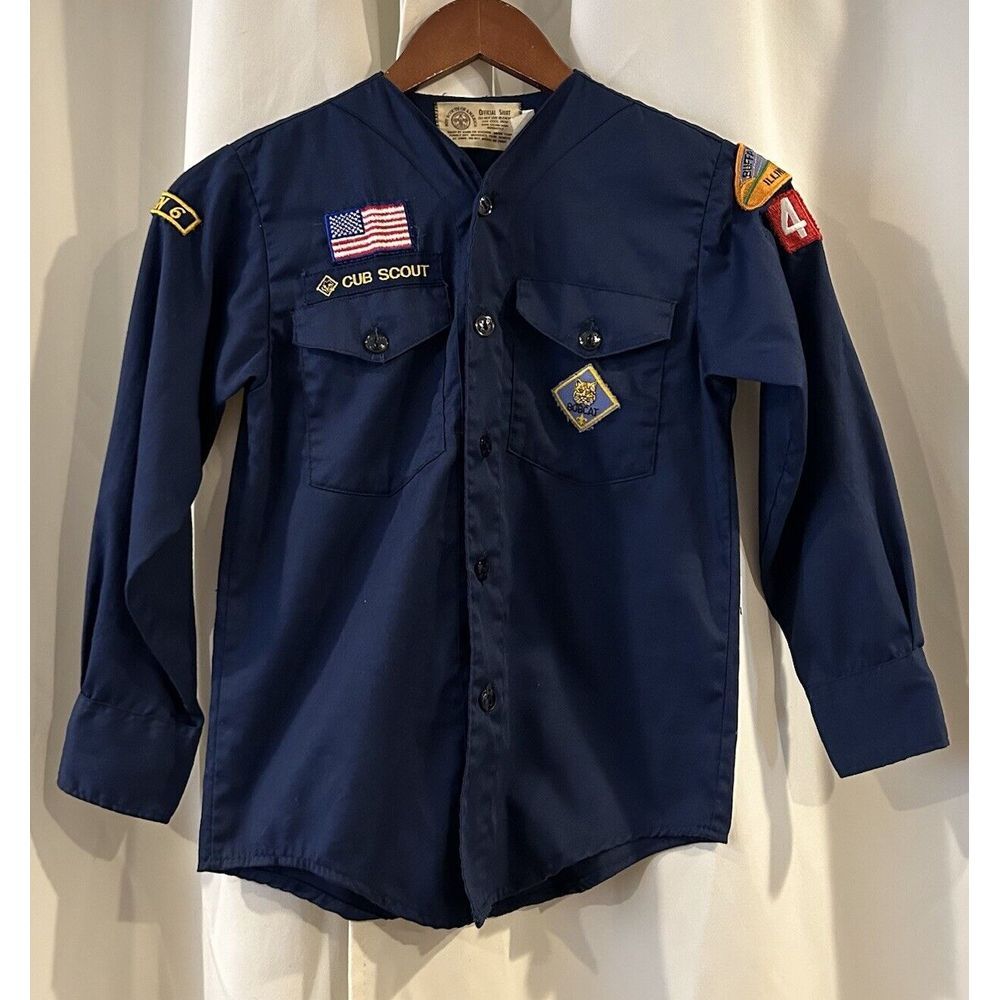 Vintage Boy Scouts Shirt Boys Blue 60s 70s‎ Cub Scout Patches